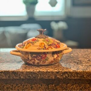 Mackenzie-Childs White Flower Market 8.25” Lidded Casserole